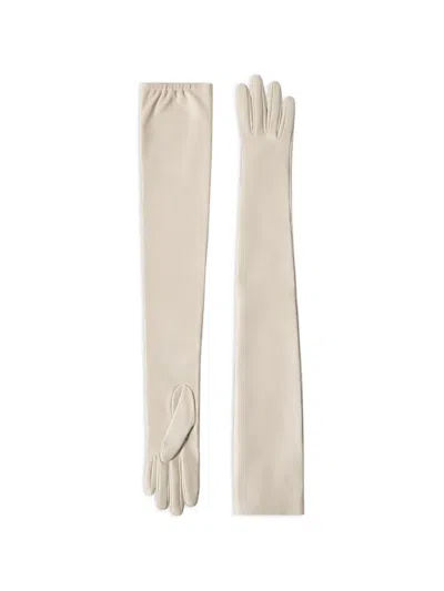Brunello Cucinelli Nappa Leather Long Gloves In White