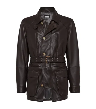 Brunello Cucinelli Parka Belted Waist Front Pockets In Black