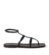 Brunello Cucinelli Square-headed Flat Sandals In Black