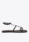 Brunello Cucinelli Square-headed Flat Sandals In Black