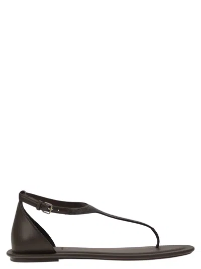 BRUNELLO CUCINELLI NAPPA LEATHER SANDALS WITH STRAP