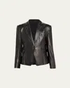 Brunello Cucinelli Black One-breasted Jacket In Leather Woman In Black