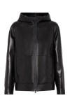 Brunello Cucinelli Glove Leather Zip-up Hooded Jacket In Black