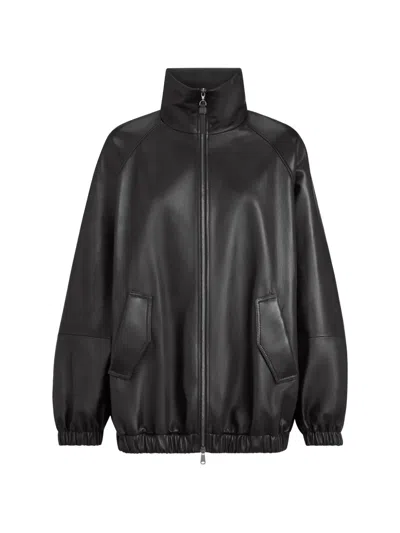 Brunello Cucinelli Nappa-leather Bomber Jacket With Monili In Black