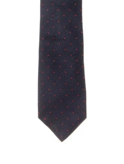 Pre-owned Brunello Cucinelli Narrow Pattern Print Tie W/tags In Blue