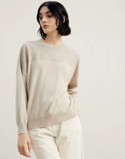 Brunello Cucinelli Natural Cashmere Sweater In Gray