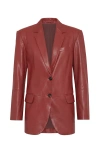 Brunello Cucinelli Natural Leather Blazer With Monili In Brick