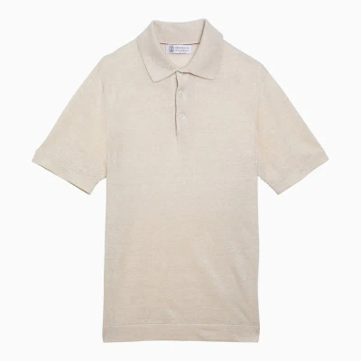 Brunello Cucinelli Natural Short-sleeved Polo Shirt In Cream