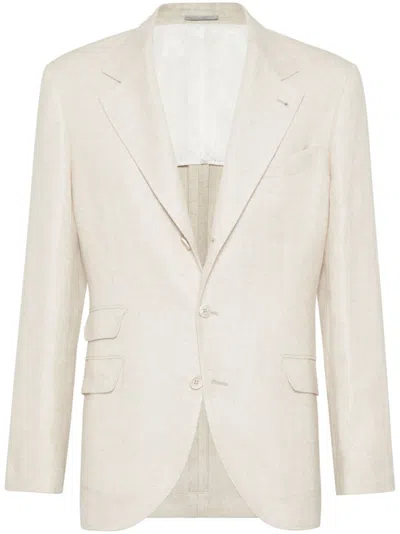 BRUNELLO CUCINELLI NATURAL SINGLE-BREASTED JACKET