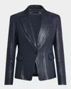 Brunello Cucinelli Natural Washed Leather Blazer In Midnight