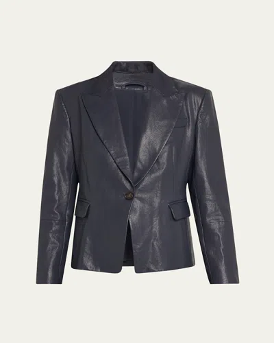 Brunello Cucinelli Natural Washed Leather Blazer In Midnight