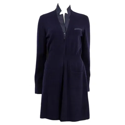 Pre-owned Brunello Cucinelli Navy Blue Cashmere Layered Long Cardigan Sweater L