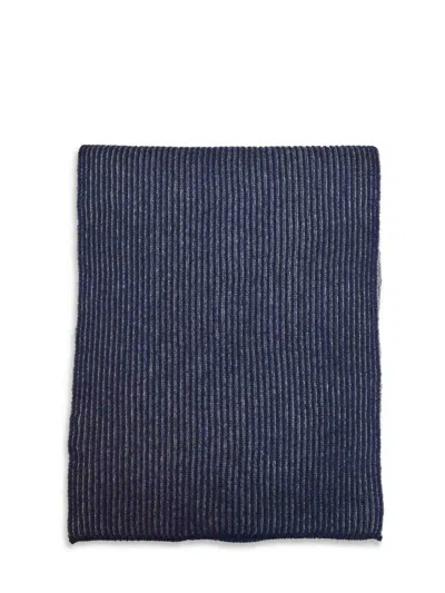 Brunello Cucinelli Navy Blue Cashmere Vanisé Knit Scarf