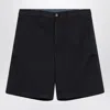 Brunello Cucinelli Navy Blue Cotton Bermuda Shorts Men In Black