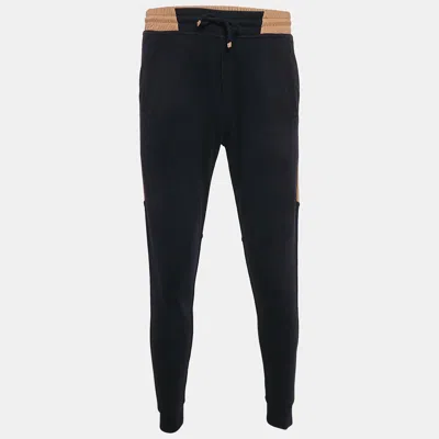 Pre-owned Brunello Cucinelli Navy Blue Cotton Knit Contrast Trimmed Sweatpants Xs