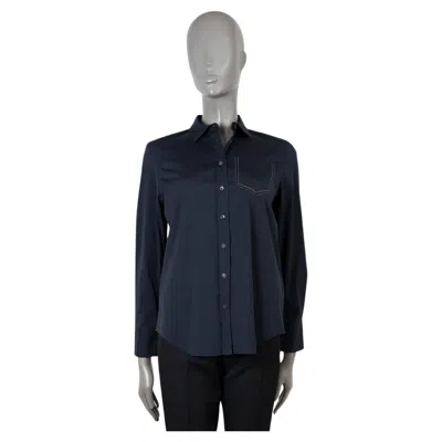 Pre-owned Brunello Cucinelli Navy Blue Cotton Monili Trimmed Pocket Button-up Shirt S