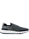 Brunello Cucinelli Runners In Techno Cotton Knit With Termonastrature Shoes In Blue