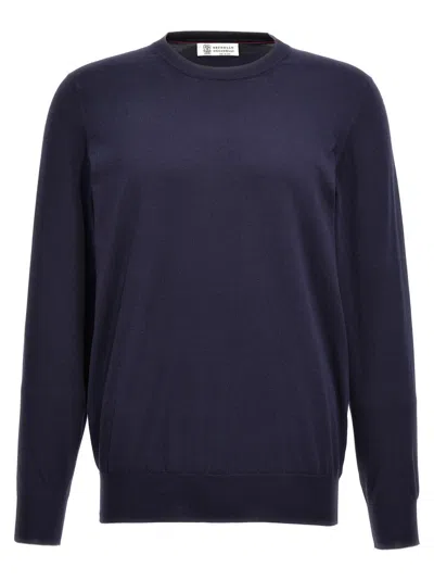 BRUNELLO CUCINELLI BLUE COTTON SWEATER