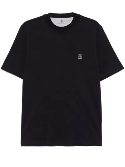 Brunello Cucinelli Navy Blue Crew Neck T-shirt