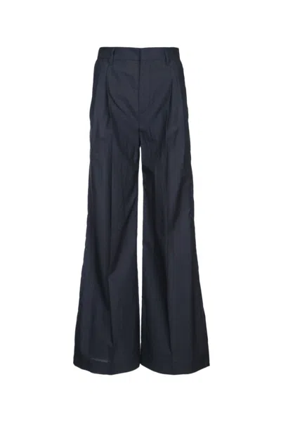 BRUNELLO CUCINELLI NAVY BLUE HIGH-WAISTED PANTS
