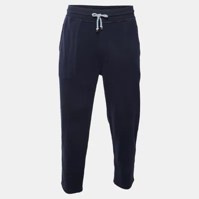 Pre-owned Brunello Cucinelli Navy Blue Jersey Regular Fit Sports Pants Xl