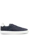 Brunello Cucinelli Nubuck-leather Low-top Sneakers In Navy Blue