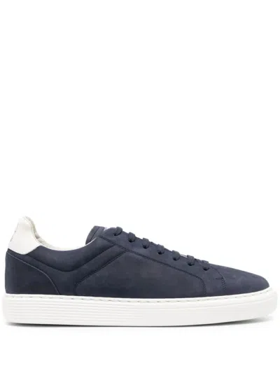 BRUNELLO CUCINELLI NAVY BLUE LEATHER SNEAKERS