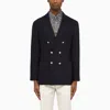 BRUNELLO CUCINELLI NAVY BLUE LINEN AND WOOL DOUBLE-BREASTED JACKET FOR MEN