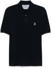 Brunello Cucinelli Midnight Polo Shirt With Buttoned Placket In Navy Blue
