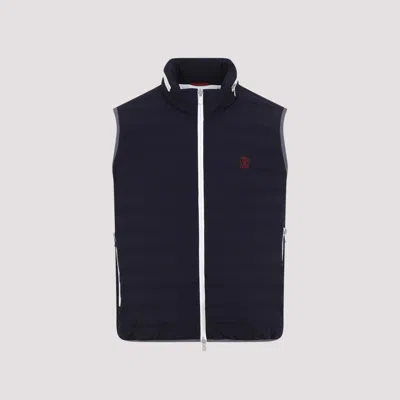 BRUNELLO CUCINELLI NAVY BLUE LOGO VEST