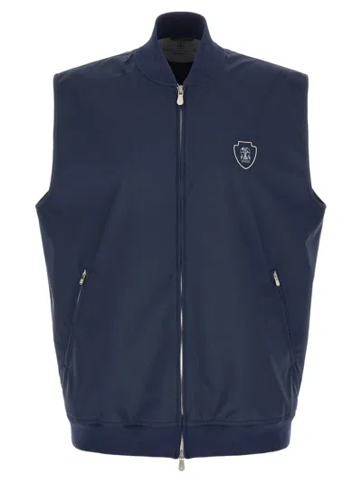 Brunello Cucinelli Navy Blue Logo Vest Jacket