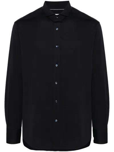 Brunello Cucinelli Navy Blue Navy Blue Front Button Down Shirt
