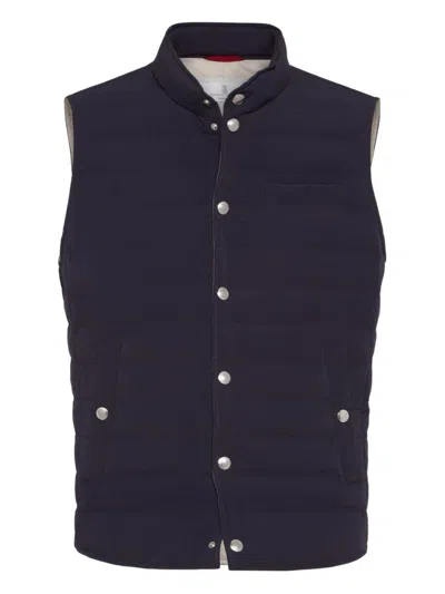 BRUNELLO CUCINELLI NAVY BLUE NYLON VEST