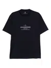 Brunello Cucinelli Cotton Crew Neck T-shirt With Graphic Print In Blue