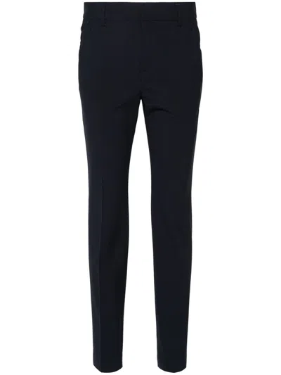Brunello Cucinelli Navy Blue Slim Cigarette Trousers