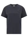 Brunello Cucinelli Navy Blue Solid Crew Neck T-shirt In Blue