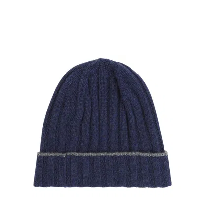 Brunello Cucinelli Ribbed Cashmere Beanie In Blue