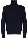 Brunello Cucinelli Navy Blue Turtleneck Cashmere Sweater In Black