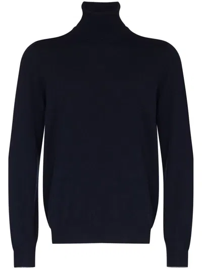 Brunello Cucinelli Navy Blue Turtleneck Cashmere Sweater