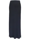 Brunello Cucinelli Long Linen Blend Skirt With High Waist In Navy Blue