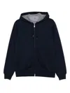 Brunello Cucinelli Navy Blue Zip-up Hoodie  In Blue