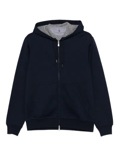 BRUNELLO CUCINELLI Navy blue zip-up hoodie BRUNELLO CUCINELLI