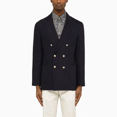 BRUNELLO CUCINELLI BRUNELLO CUCINELLI NAVY DOUBLE-BREASTED JACKET IN AND