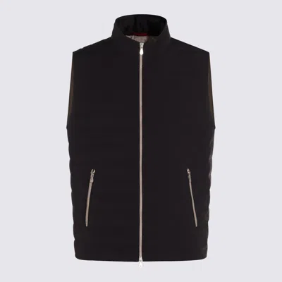 Brunello Cucinelli Navy Down Jacket In Black