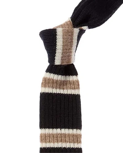 BRUNELLO CUCINELLI BRUNELLO CUCINELLI NAVY STRIPE ALPACA & WOOL-BLEND TIE