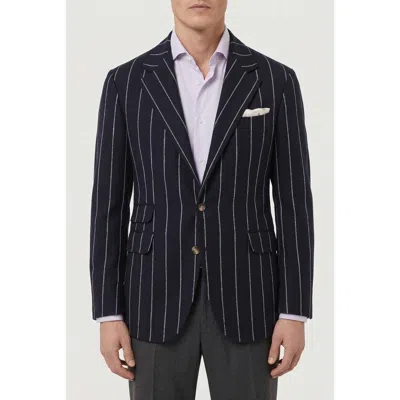 Brunello Cucinelli Navy Striped Tailored Blazer In Black