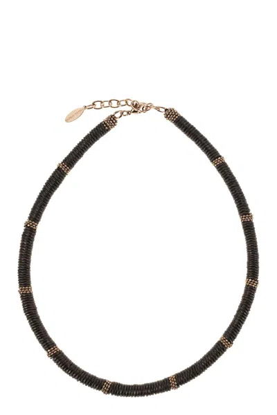 BRUNELLO CUCINELLI BRUNELLO CUCINELLI NECKLACE IN JEWELLERY AND LEATHER