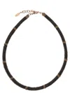 Brunello Cucinelli Jewelry And Leather Choker Necklace In Dark Brown