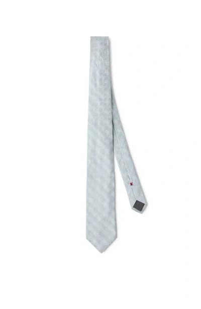 Brunello Cucinelli Necktie With Pattern In Light Grey