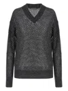 Brunello Cucinelli Net V-neck Sweater In Gray